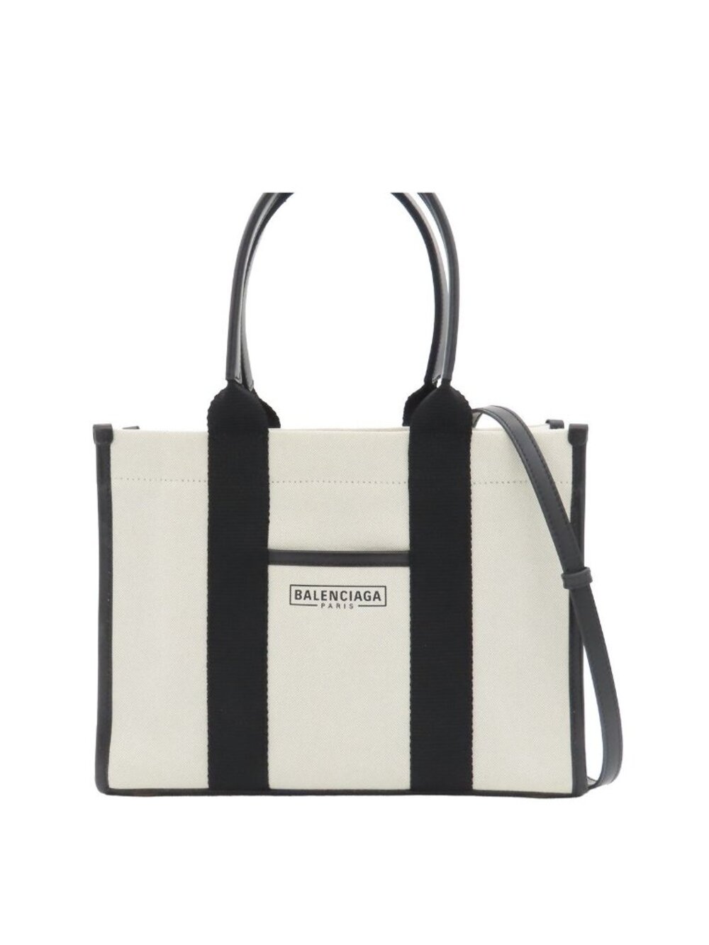 Balenciaga Small Tote 2-Way Handbag White Black Canvas